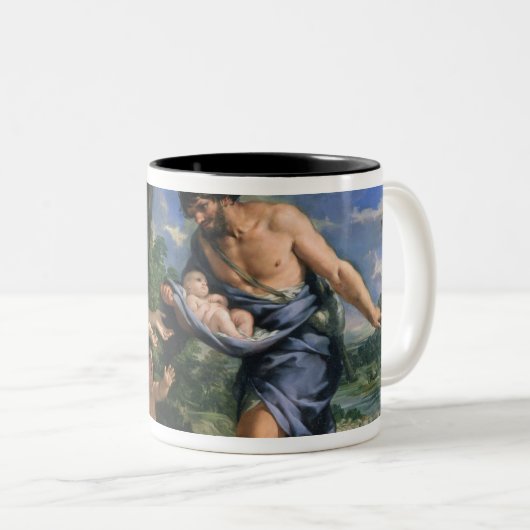 Faustulus anvertrauendes Romulus und Remus Zweifarbige Tasse (VorderseiteRechts)