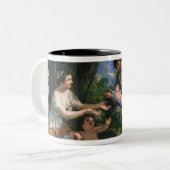 Faustulus anvertrauendes Romulus und Remus Zweifarbige Tasse (Vorderseite Links)