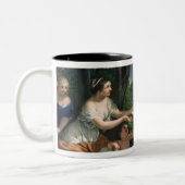 Faustulus anvertrauendes Romulus und Remus Zweifarbige Tasse (Links)