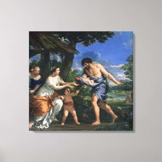 Faustulus betraut Romulus und Remus Leinwanddruck (Vorderseite)