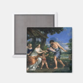 Faustulus betraut Romulus und Remus Magnet (Vorderseite/Rückseite)