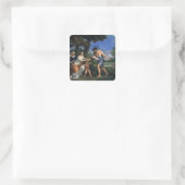 Faustulus betraut Romulus und Remus Quadratischer Aufkleber (Tasche)