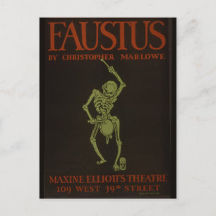 Faustus Poster Vintag Retro Skelett Postkarte