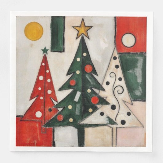 Fauvismus-Weihnachtsbäume Serviette (Vorderseite)