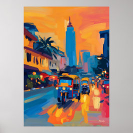 Fauvist Bangkok Tuk Tuk Street Poster