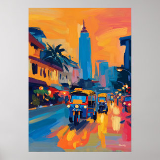 Fauvist Bangkok Tuk Tuk Street Poster