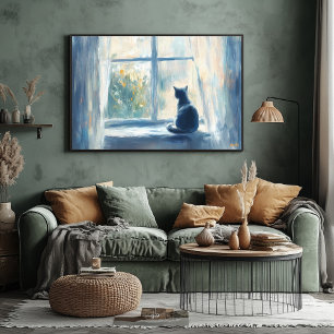 Fauvist Cat in Sunlit Window - individuell einstel Poster