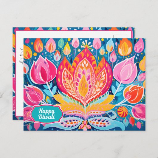 Fauvist Diwali Grüße Postkarte (Vorne/Hinten)