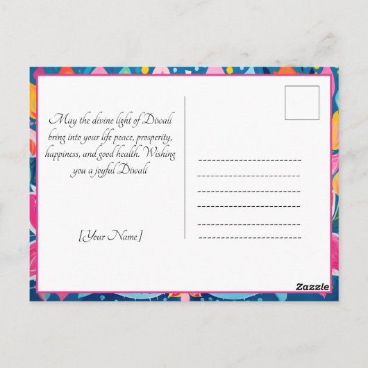 Fauvist Diwali Grüße Postkarte (Rückseite)