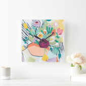 Fauvist Floral II Quadratische Wanduhr (Zuhause)