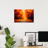 Fauvist Herbstwaldpfad Leinwand - Herbstlandschaft Poster (Heimbüro)