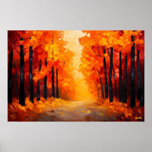 Fauvist Herbstwaldpfad Leinwand - Herbstlandschaft Poster (Vorne)