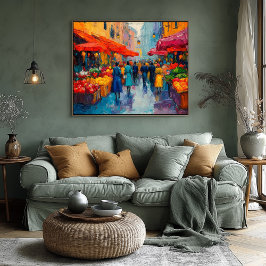 Fauvist Street Market Art - City Poster