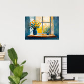 Fauvist Sunlit Window mit Blume - warm Zuhause Poster (Heimbüro)