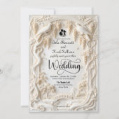 Faux 3D Bas-Relief Plaster Floral Sculpted Wedding Einladung (Vorderseite)