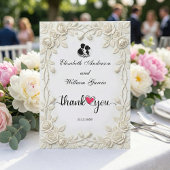 Faux 3D Embossed Cream Roses Plaster Dankeskarte