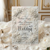 Faux 3D Embossed Floral Bas-Relief Classic Einladung