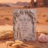 Faux 3D Embossed Relief Cream Baroque Cathedral Save The Date