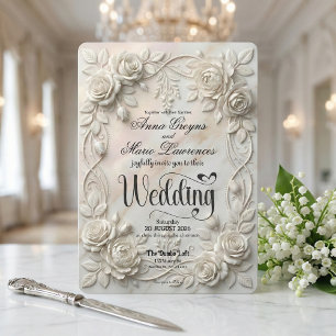 Faux 3D geprägte florale Basrelief-Klassiker Einladung