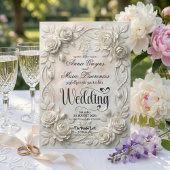 Faux 3D geprägte florale Basrelief-Klassiker Einladung