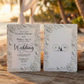 Faux 3D Sculpted Floral Bas Relief Ivory  Wedding Einladung