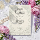 Faux 3D Stuckgips-Effekt Blumen-Engel-Hochzeit Einladung