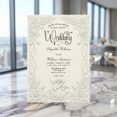 Faux 3D Stuckgips-Effekt Blumen-Engel-Hochzeit Einladung