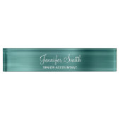 Faux Aqua Teal Foil Namensplakette (Vorderseite)