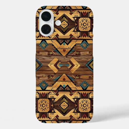 Faux Aztec wood grain Case-Mate iPhone Hülle (Rückseite)