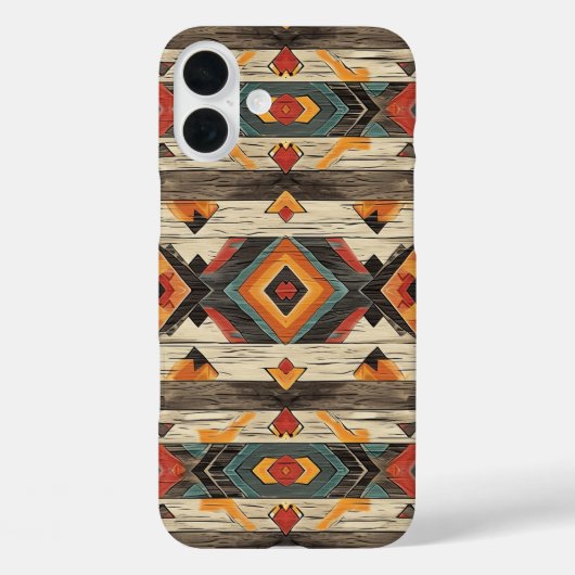 Faux Aztec wood grain Case-Mate iPhone Hülle (Rückseite)