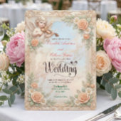 Faux Bas-Relief Marble & Cherub Angel Wedding Einladung