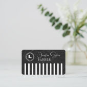 Faux black comb with logo barber visitenkarte (Stehend Vorderseite)