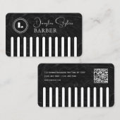 Faux black comb with logo barber visitenkarte (Vorne/Hinten)