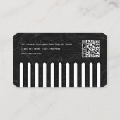 Faux black comb with logo barber visitenkarte (Rückseite)