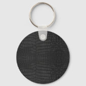 Faux Black Crocodile Leather Print Schlüsselanhänger (Vorderseite)