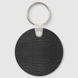 Faux Black Crocodile Leather Print Schlüsselanhänger