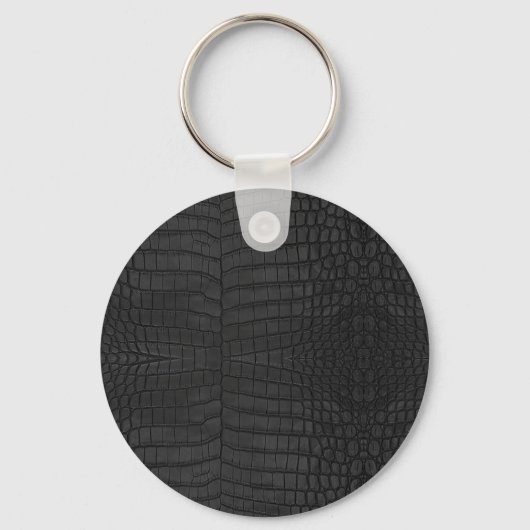 Faux Black Crocodile Leather Print Schlüsselanhänger (Vorderseite)