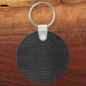 Faux Black Crocodile Leather Print Schlüsselanhänger (Vorderseite)