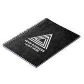 Faux Black Leather Modern Business Logo Notizblock (Linke Seite)