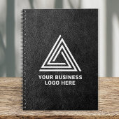 Faux Black Leather Modern Business Logo Notizblock