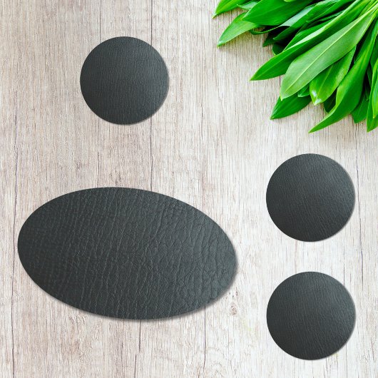 Faux Black Leather Texture Runder Aufkleber