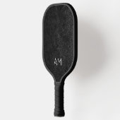 Faux Black Leather Two Letter Monogram Pickleball Schläger (Links)