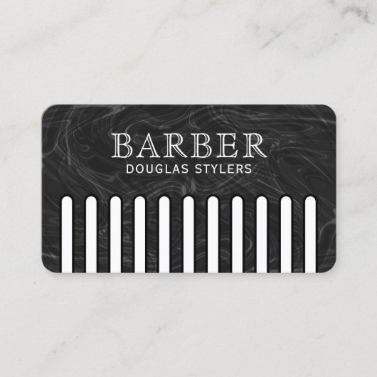 Faux black pattern comb barber visitenkarte (Vorderseite)