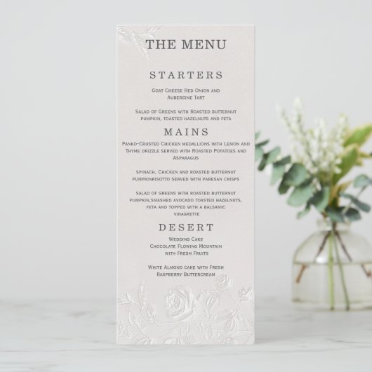 Faux Blind Embossed Arch Wedding Menu Card Menükarte (Stehend Vorderseite)