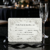 Faux Blind Embossed Rose Floral Bas-Relief Effect RSVP Karte