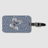 Faux Blue Denim Butterfly Gepäckanhänger (Vorderseite (Horizontal))