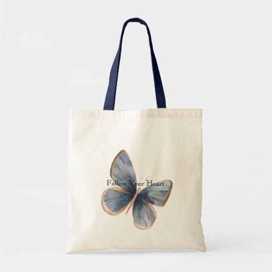 Faux Blue Denim Butterfly Tragetasche (Vorne)
