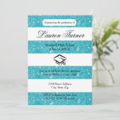 Faux Blue Glitter Stripe - Grad Ankündigung (Stehend Vorderseite)