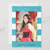 Faux Blue Glitter Stripe - Grad Ankündigung (Rückseite)