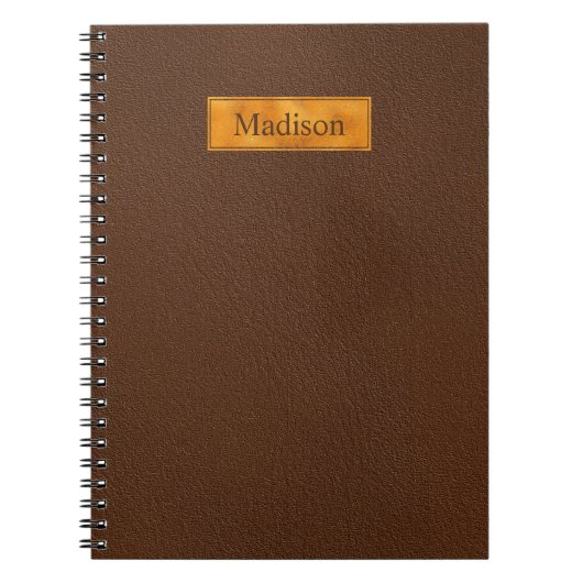 Faux Brown Leather Texture With Gold Foil Banner Notizblock (Vorderseite)